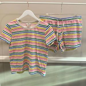 J.Crew Striped Sleepwear Pajama Set with Tshirt and Shorts Size Small